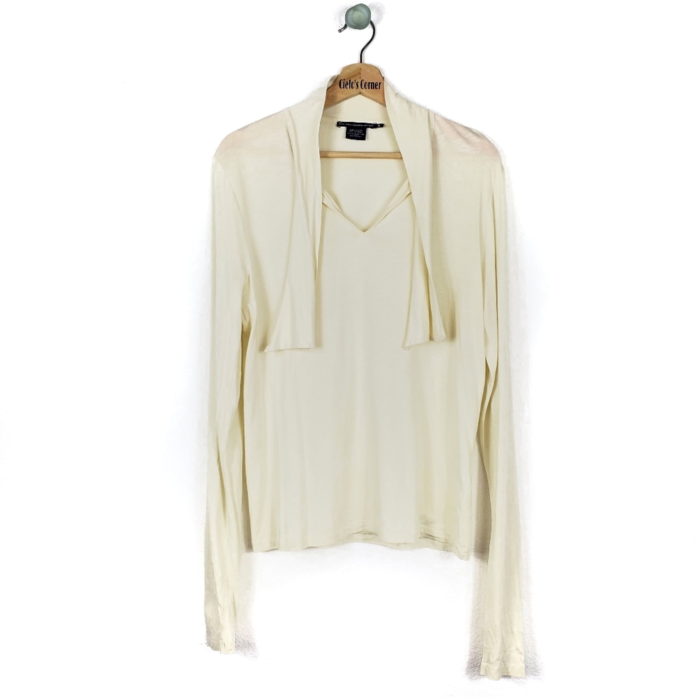 Ralph Lauren Sport Long Sleeve Jabot Cream Blouse XL